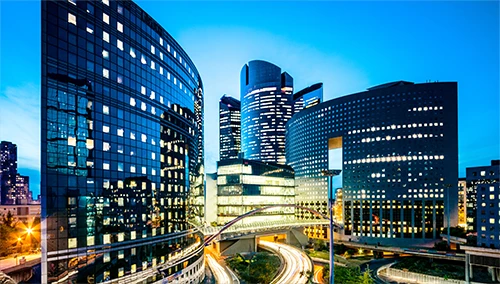 Modern glass buildings